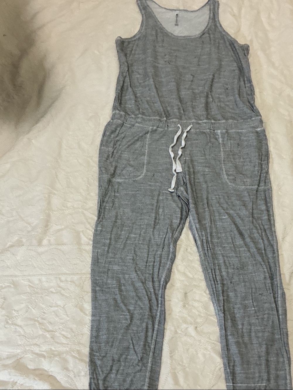 Fabletics Heather Gray Sleeveless Jumpsuit with Drawstring